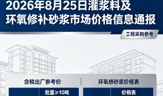梅州2026年8月25日灌浆料及环氧修补砂浆市场价格信息通报